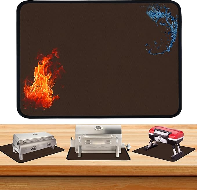 Coffee 15x18 Inch Heat Resistant Mat for Outdoor Grill Table & Blackstone Griddle BBQ, Air Fryer & Indoor Fireplace Protection (0.04 In Thickness)