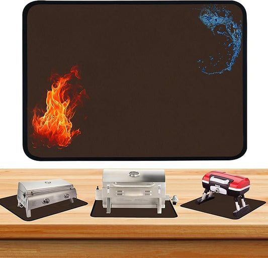 Coffee 15x18 Inch Heat Resistant Mat for Outdoor Grill Table & Blackstone Griddle BBQ, Air Fryer & Indoor Fireplace Protection (0.04 In Thickness)