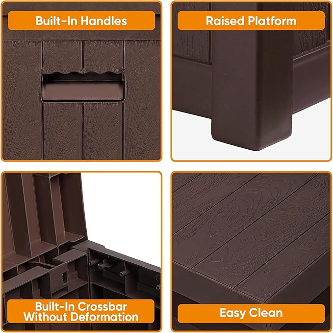 ZYJOYY 51 Gallon Resin Deck Box, Outdoor Storage Box Waterproof for Patio, Garden, Pool, and Deck, Storage Solution for Cushions, Tools, Delivery Packages, Brown