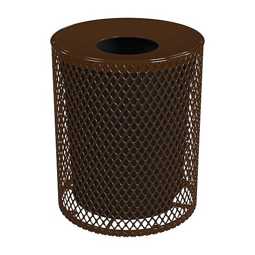 Leisure Craft Heavy-Duty 32 Gallon Receptacle, Portable, Liner Included, Made with Heavy-Gauge Metal and a Durable Thermoplastic Coating, Commercial Outdoor Park Receptacle, Made in The USA
