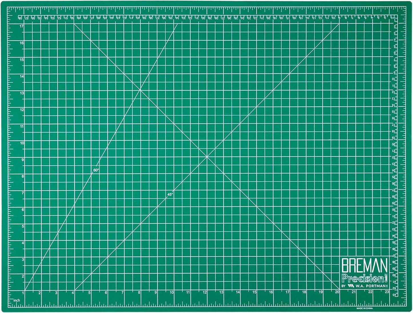 Breman Precision 18x24 Inch Self Healing Cutting Mat - 2-Sided 5-Ply PVC Green/Black Cutting Mats for Crafts, Sewing, Quilting and DIY Projects - Durable and Non-Slip Design with Precise Grid Lines