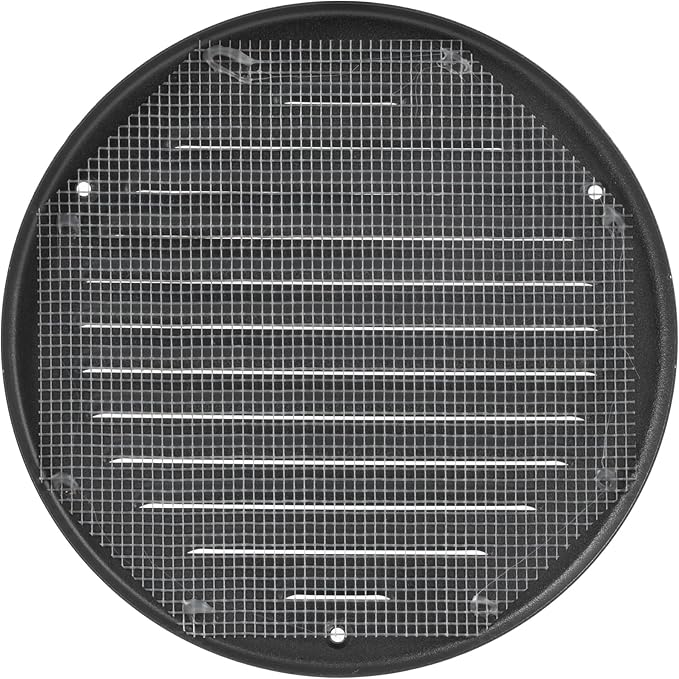 Round Ventilation Grille / 6'' Inch Inside Measurement/Black Metal Air Vent Louver - Inside/Outside use - / 7.25" Inch Outer Measurement