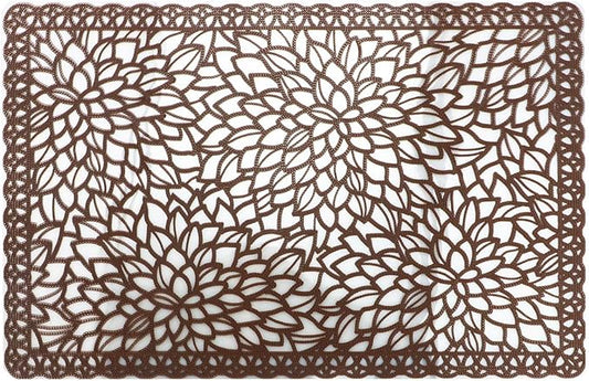 Gugrida Plastic Brown Placemats for Dining Table Tablemats Vinyl PVC Table Mats for Kitchen 6pcs(Brown, Placemats 6pcs)