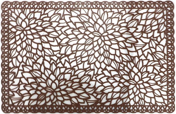 Gugrida Plastic Brown Placemats for Dining Table Tablemats Vinyl PVC Table Mats for Kitchen 6pcs(Brown, Placemats 6pcs)