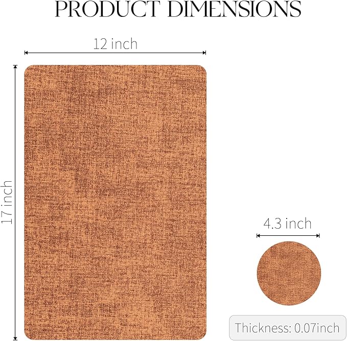 MOSAYT Placemats Set of 8, Heat Resistant Vinyl Place Mats with Coasters, Wipeable Washable 100% Waterproof Oil Proof Faux Leather Table Mats for Kitchen Dining Party Outdoor, 12" x 17", Orange