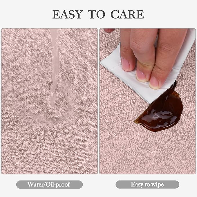 Faux Leather Heat Resistant Placemats Set of 4 – Waterproof Oilproof Wipeable Dining PU Vinyl Place Mat Easy Clean Table Mats for Kitchen/Dining/Party/Holiday, Pink