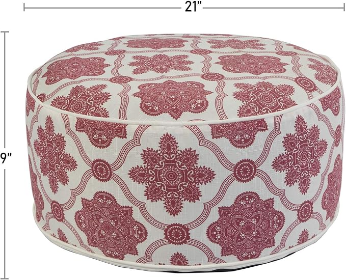 Kozyard Inflatable Ottoman Stool - Portable Round Pouf for Indoor/Outdoor Use - Perfect Small Foot Rest or Seating for Kids and Adults - Ideal for Camping or Home (Vintage Red)