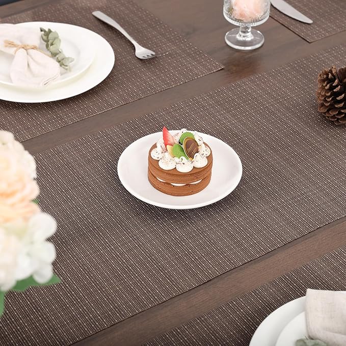 Myir JUN Table Runner, Vinyl Table Runner Indoor Arbitrarily Cropped Runner for Table Heatproof for Home Party (Coffee, 15 x 94 inch)