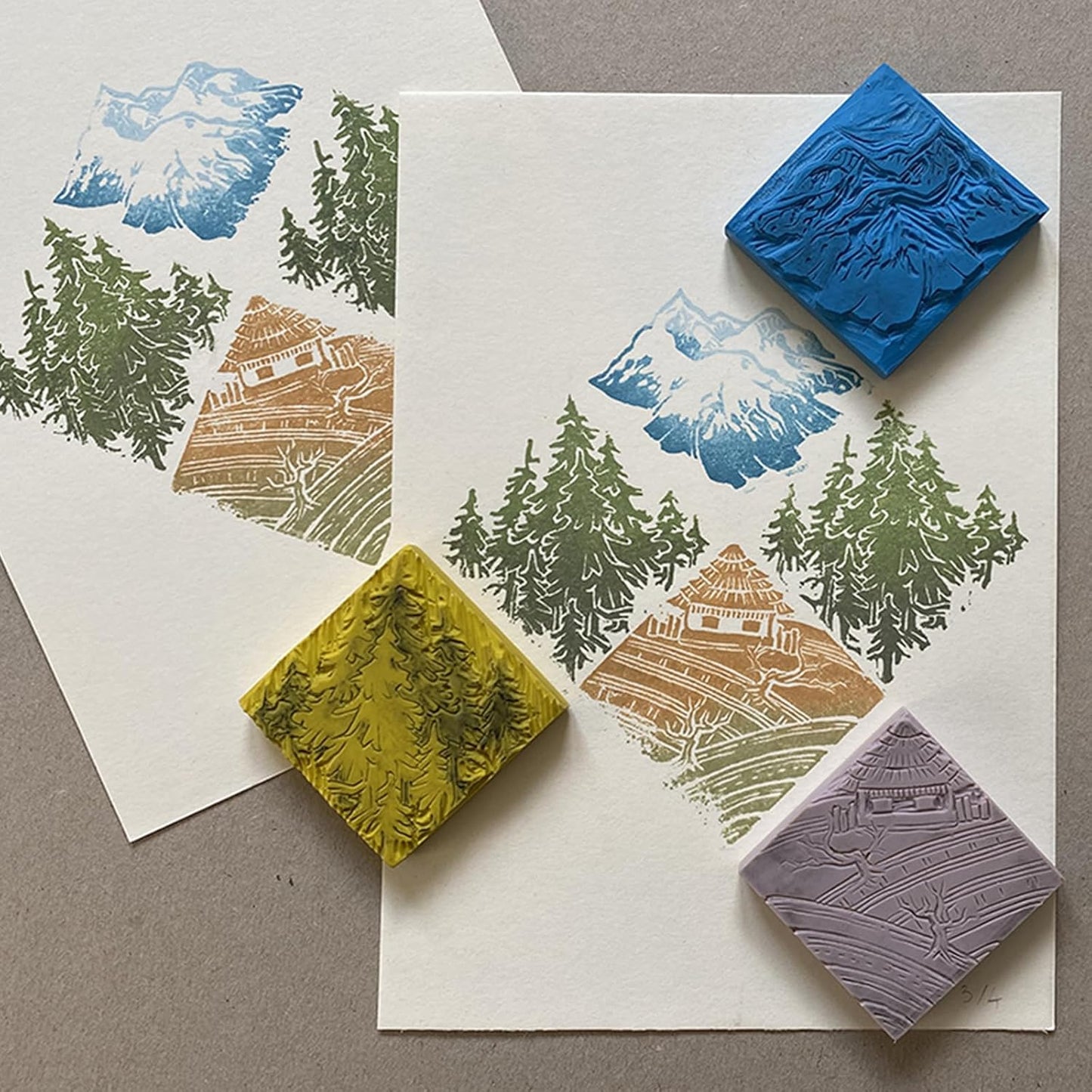 PATIKIL 8Pcs 2" Rubber Carving Blocks, Soft Linoleum Art Carving Block Round Crafts Stamp Making for Printmaking Stamps Carving Supplies, Green