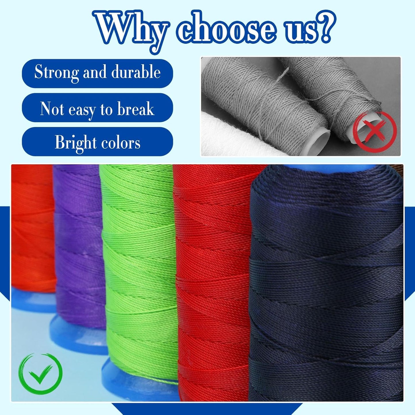 0.55mm Beading Threads, 490 Yards Round Waxed Threads Bracelet Beading Cords Waxed Polyester Cord Waxed Cord for Bracelet DIY Craft Jewelry Making Sewing Craft