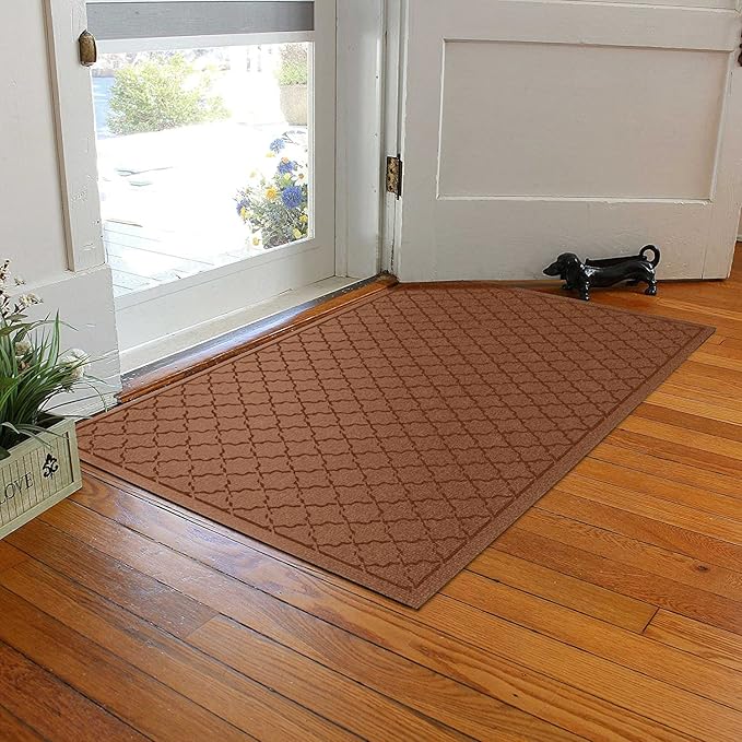 WaterHog Heavy Duty Doorway Mat, 3' x 5', Made in USA, Durable & Skid-Resistant Entryway Mat, Water-Trapping, Indoor/Outdoor Decorative Floor Covering, Cordova Collection, Dark Brown