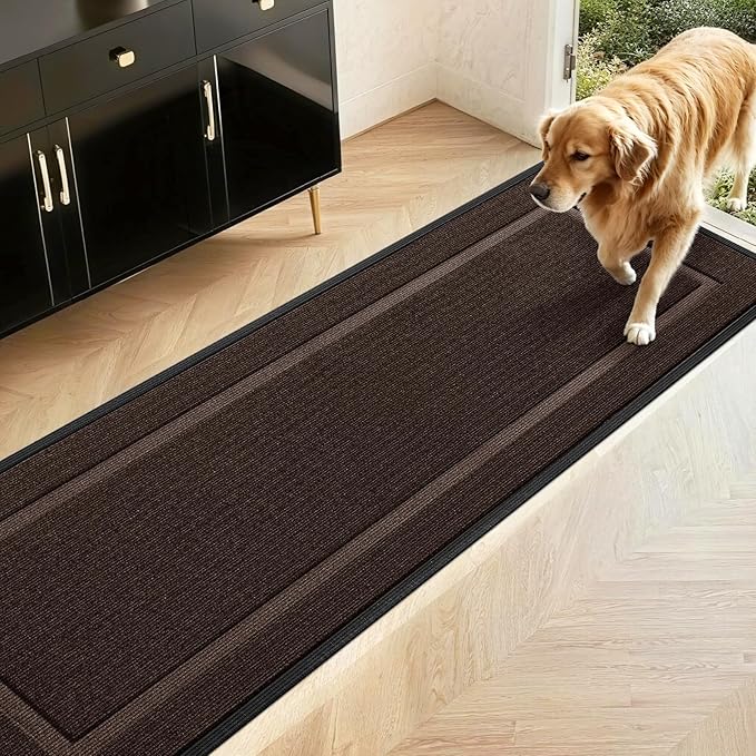 Extra Large Front Door Mat Outside Entrance Indoor Doormat, 71" x 24" Outdoor Mats for Patio Waterproof, Outdoor Door Mats for Outside Entry, Indoor Rugs for Entryway, Sturdy Natural Rubber, Brown