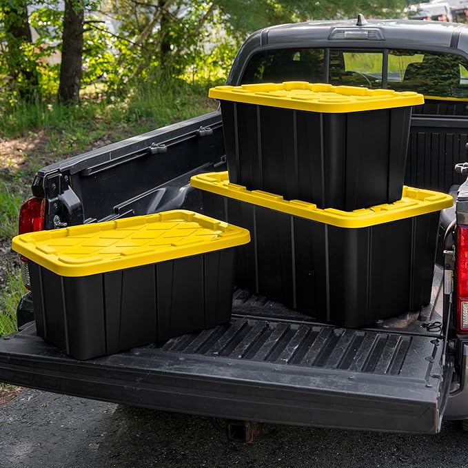 Sterilite 6-Pack Industrial Tote, Plastic Storage Container Bins with Lids, 17 Gallon - Heavy-Duty Organizing Containers for Closet, Bathroom, and Office