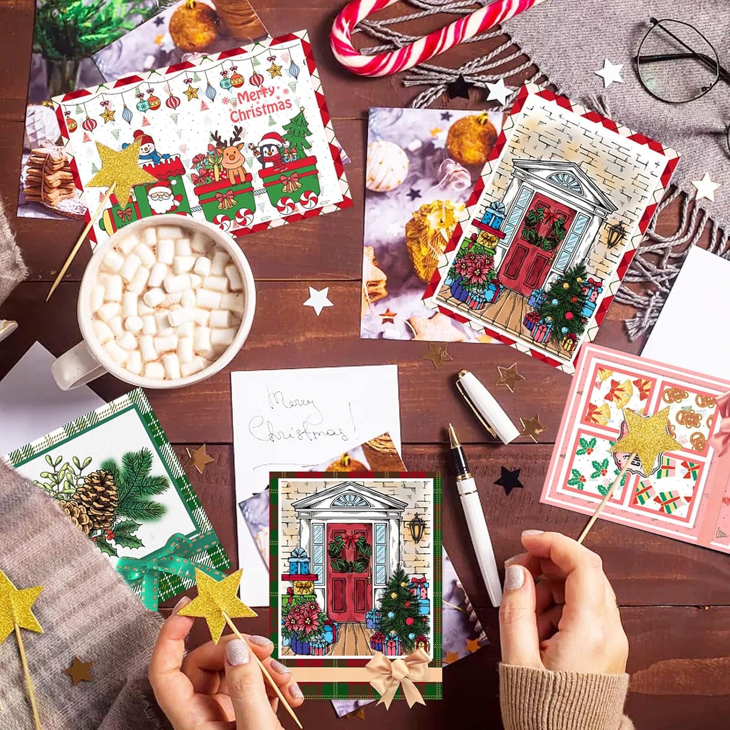 ORIGACH 9 Sheets Different Style Winter Christmas Clear Stamps Silicone Transparent Stamps for Card Making Decoration and DIY Scrapbooking