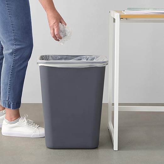 Amazon Basics Rectangular Commercial Office Wastebasket, 10 gallons (Pack of 1), Grey