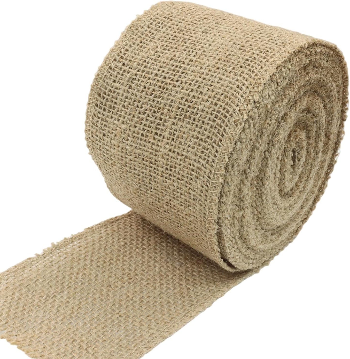 3" Wide Natural Burlap Fabric Roll - 10 Yards Jute Ribbon for Gift Wrapping, Wedding Decorations, Rustic Crafts, Wreaths & Home Decoration (8cm Wide)