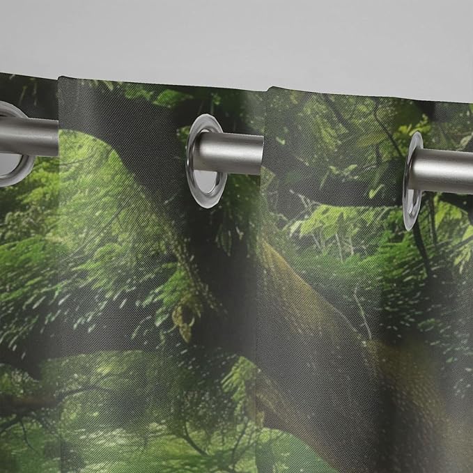 Nature Theme Outdoor Curtains for Patio Waterproof,Forest Pattern,UV and Fade Resistant Outside Curtains for Gazebo, Front Porch, Pergola,Set of 2 Panels,W42 x L84,Green