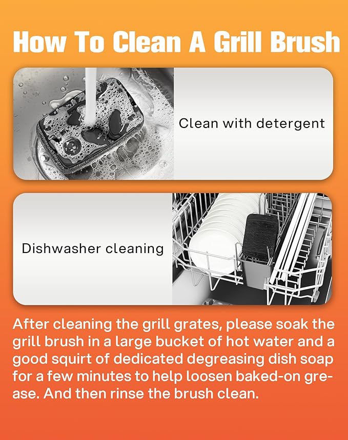 Grill Brush Bristle Free, Grill Brush for Outdoor Grill, Grill Brush and Scraper, Steam Grill Cleaner Brush with Replaceable Steel Fiber Woven Cleaning Head for Grill/Smoker/Gas/Charcoal Grill