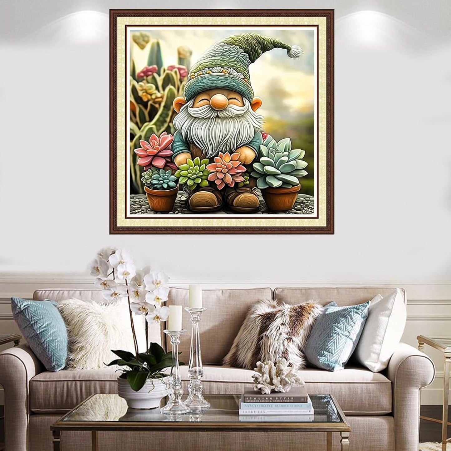 Findvoor Counted Cross Stitch Kits for Adults Full Range of Cross Stitching Embroidery Unprinted Pattern for Beginners, 11CT Needlepoint Kit Patterns Embroidery Kits-Succulent Plant Dwarf 18x18 inch