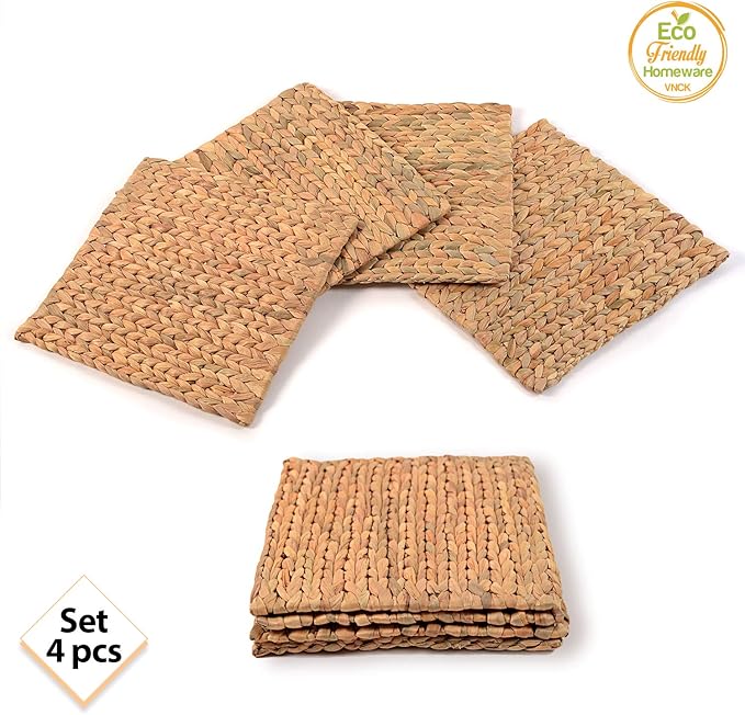 Boho Place Mats Set of 4, Square Table Mats Set of 4, Woven Placemats for Round Table, Chargers for Dinner Plates, Woven Chargers, Home Plate Mat, Outdoor Placemats, Manteles Individuales De Mesa