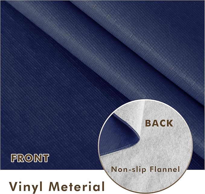 Nasitos 2 Pack Round Vinyl Tablecloth - 60 Inch, Plastic/Navy Table Cover with Flannel Backing, Disposable for Circular Table, Dining, Buffet, Parties & Graduations