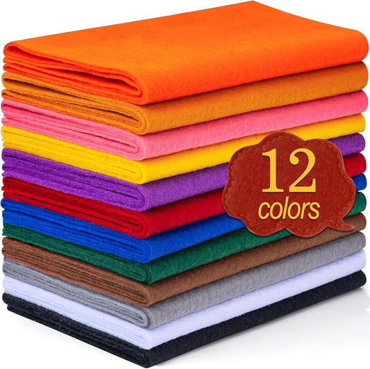 12 Rolls 8"x35"(20.5x90cm) 1.4mm Thick Soft Felt Fabric Sheet 12 Assorted Dark Rainbow Series Colors Felt Pack Pastel Felt Sheets for DIY Craft Sewing Squares Nonwoven Patchwork