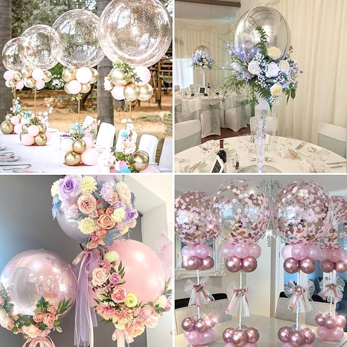 Reusable Acrylic Balloon Stand Kit – Heavy Duty Tabletop Display with Sticks and Base, Ballon Stands for Centerpieces, Centerpiece Table Decorations for Parties (6 Pack 24 inch)