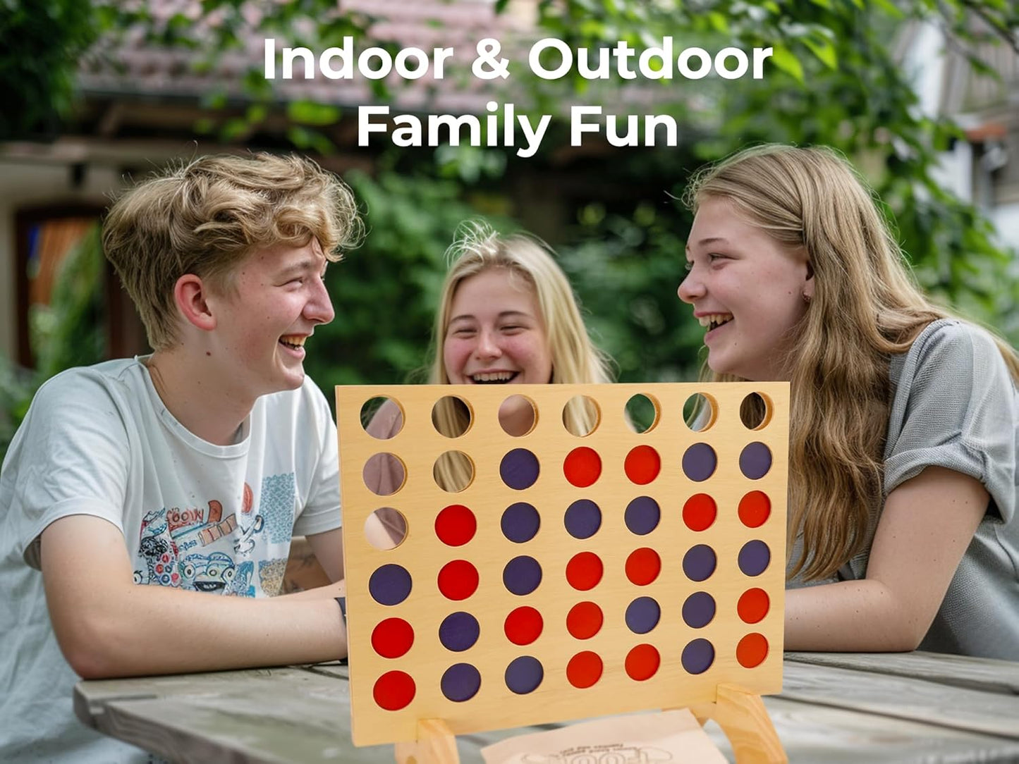 BSIRI Wooden Connect a Row in 4 - Board Games Kids Outdoor Toys Home Decor Rustic Yard Games Family Games for Kids and Adults Giant Jumbo Birthday Gifts for Men