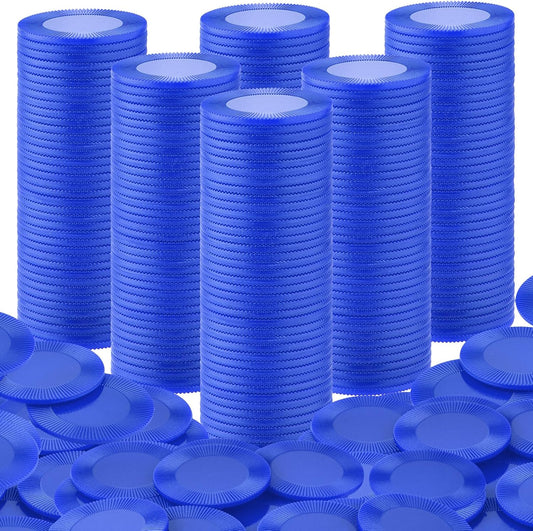 Coopay 500 Pieces Plastic Poker Chips, 1 Inch Bingo Chips Bulk Learning Counters Disks Poker Card Game, Counting Markers for Math Practice, Game Tokens and Teaching Rewards, 25 mm (Blue)