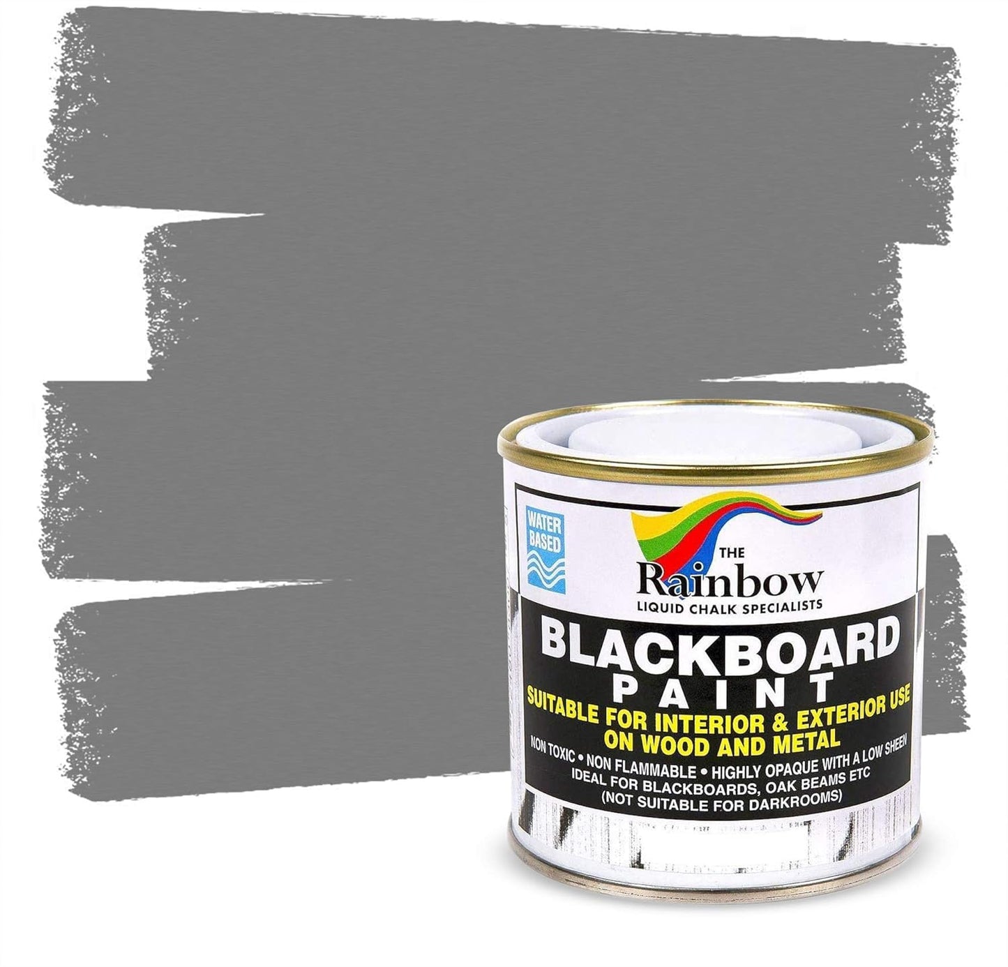 Chalkboard Blackboard Paint - Brush on Wood, Metal, Glass, Wall, Plaster Boards Sign, Frame or Any Surface. Use with Chalk Pen Wet Erase, Non-Toxic - Matte Finish [Grey] - (8.5oz Cover 32 sf)