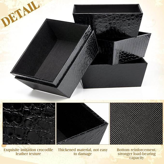 Wonderjune 20 Pcs Valentines Day Gift Baskets Empty To Fill Baskets For Gifts Empty With Gift Bag Bow Valentines Gifts Storage Basket Bulk for Wedding Party Wrapping(Black)
