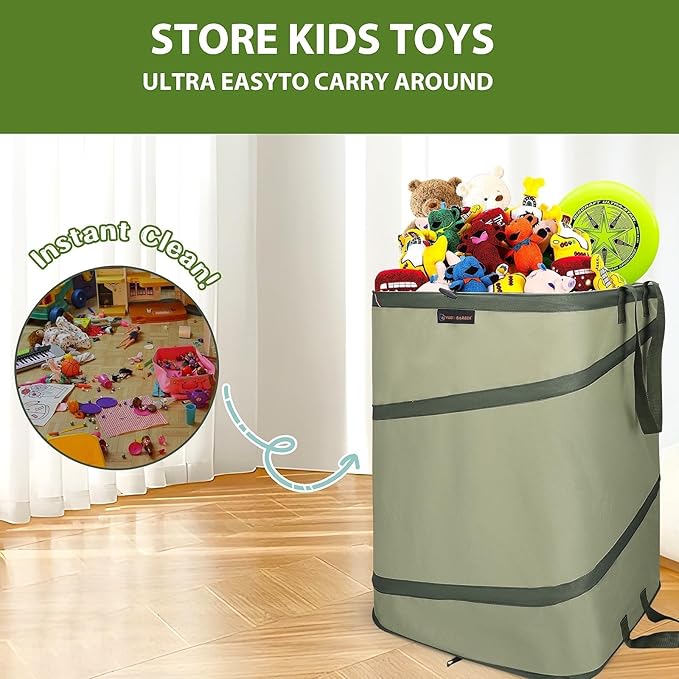 YUDI & GARDEN 46 Gallon Square Collapsible Yard Waste Containers, Collapsible Trash Can, Camping Trash Can - for Collecting Weeds or Leaf or Yard and Party Waste, Green