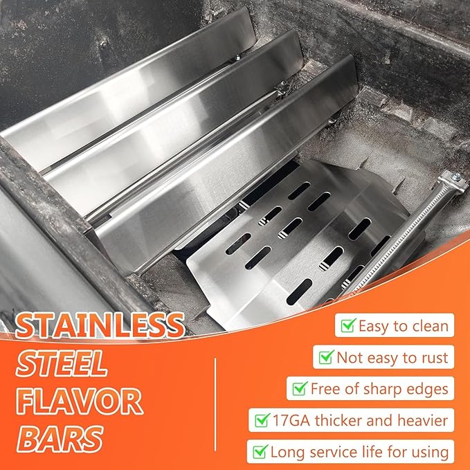 Stainless Steel 7524 Grill Grates & 7621 Flavorizer Bars, 65505 Heat Deflectors for Weber Genesis 300 Series with Front Control Knob, Replacement for Genesis E310 S310 E/S320 E/S330 Gas Grills