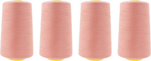 Mandala Crafts 4 Pack of Serger Threads Cones Spools - 40S/2 24000 Yards Polyester Blush Threads for Sergers Machine and Overlock Quilting Sewing Machine