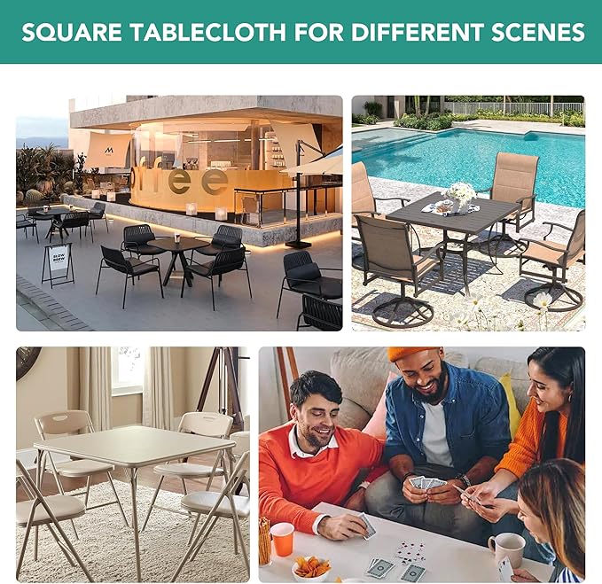LUSHVIDA 2 Packs Vinyl Card Tablecloth with Flannel Backing 34x34 inch - Waterproof Plastic Picnic Table Cover for Square Folding Table Cloth with Elastic Corners, Pink