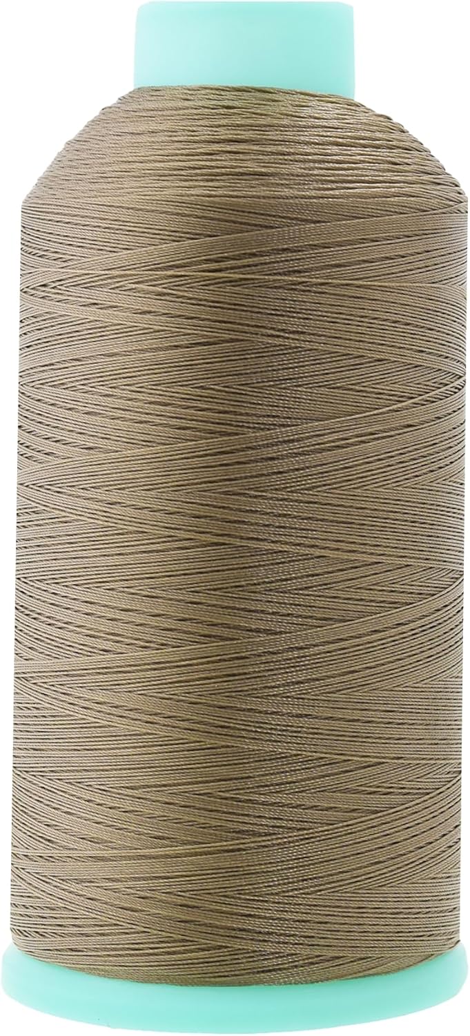 Mandala Crafts Bonded Nylon Thread Dark Beige Heavy Duty Sewing Threads - 2843 YDs Size 46 210D T45 Tex 45 Thread for Leather Jeans Weaving Outdoor Marine Upholstery Threads