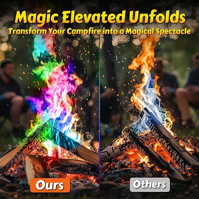HGD (28 Pack) Magic Campfire Fire Color Changing Packets for Fire Pit - Actually 30pk Bonus 2 Free, Indoor/Outdoor Fireplace, Bonfire - Rainbow Magical Flame, Camping Accessory, Compatible with Wood