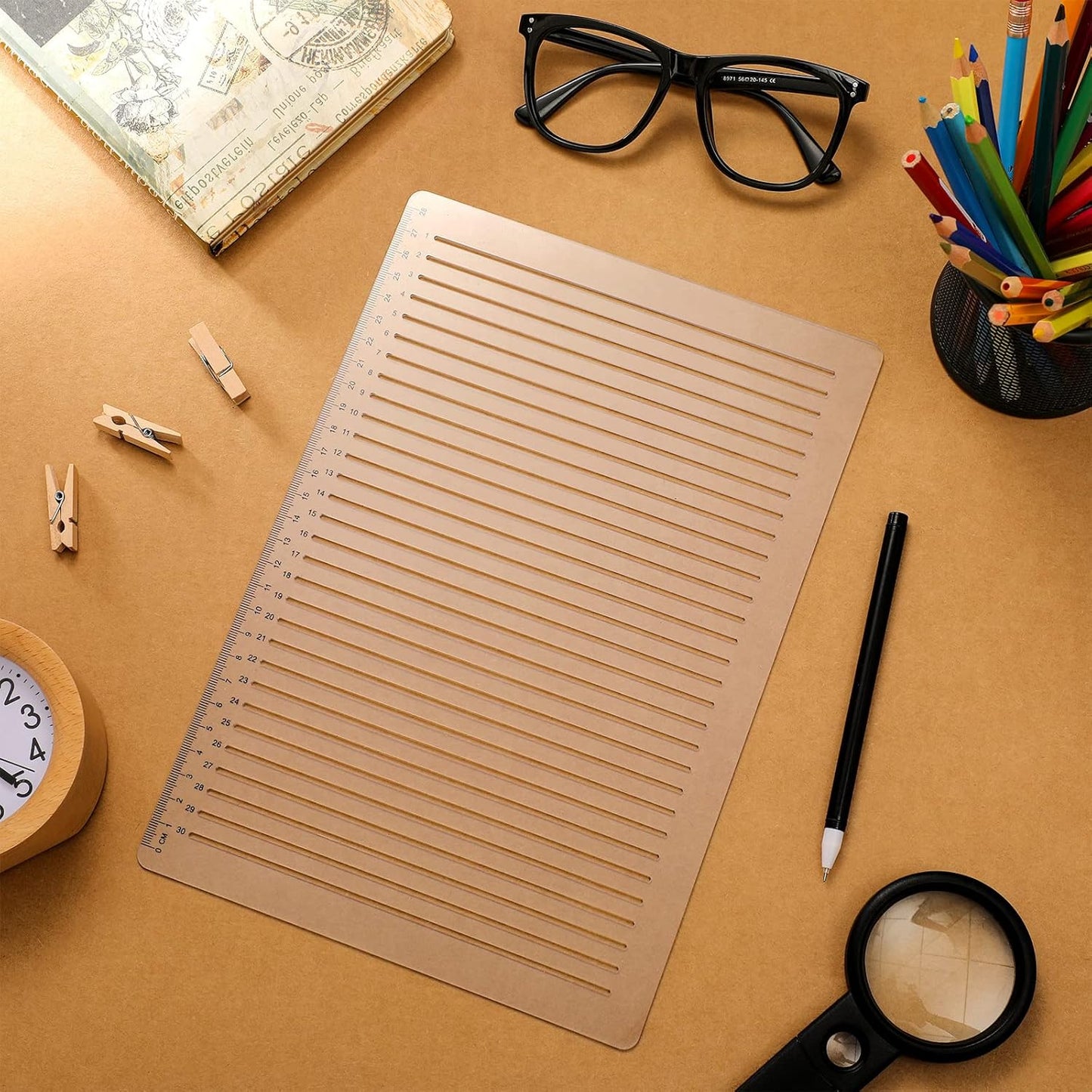 5 Pack Straight Line Stencil for Journaling and Envelope Addressing Guide Stencil Templates Set 11 Inch Scale Spacing Line Ruler Guide for Card Paper Journal Lettering Writing