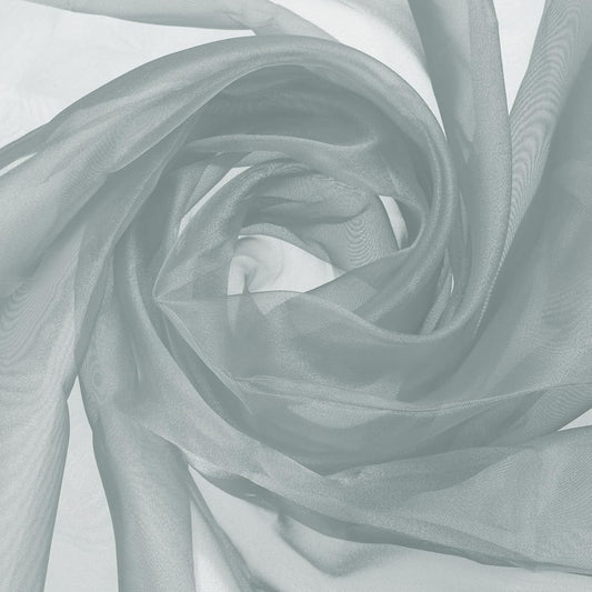 MECCANIXITY Iridescent Sheer Organza Fabric, 2 Yards x 59 Inches Solid Holographic Shiny Fabric Organza Cloth for Wedding, Curtains, Costume, Photo Background, Grey