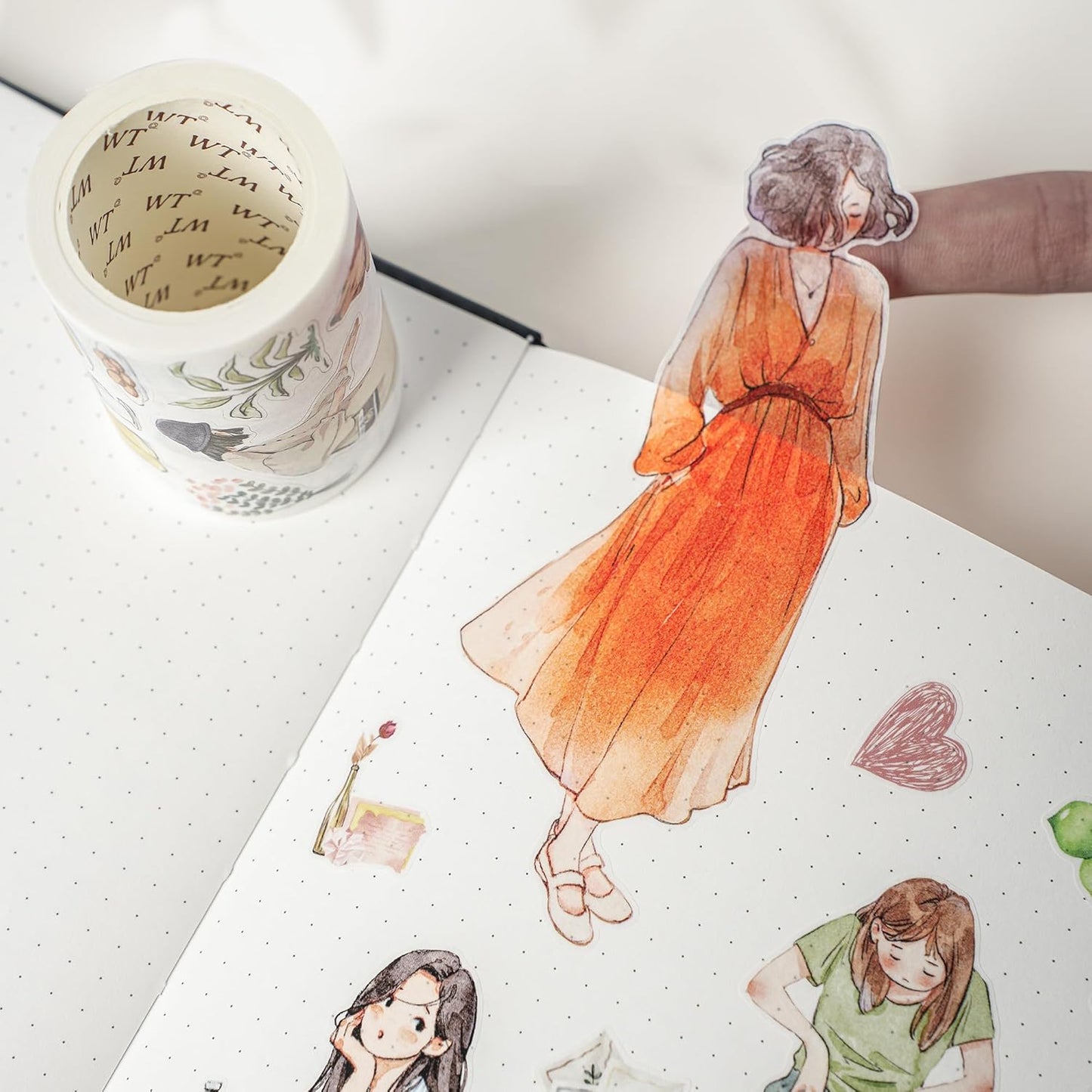 WT Pre-Cut Leisurely Days PET Tape Roll, Original Designs, Decorative Artist Tape for Bible Journaling, Bullet Journals, Scrapbooks, Planners & DIY Craft Supplies