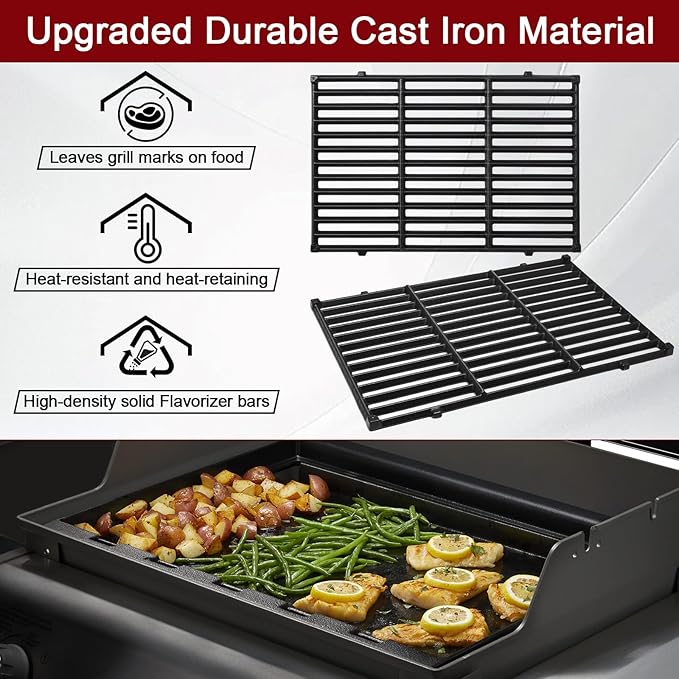 Hiorucet Spirit Grill Parts for Weber Spirit I & II 300 Series with Front Mount Controls E310 E320 E330 S310 S320 S330 SP310 SP320 GS4, 7638 Grill Grates 7636 Flavorizer Bars for Weber Spirit Grill