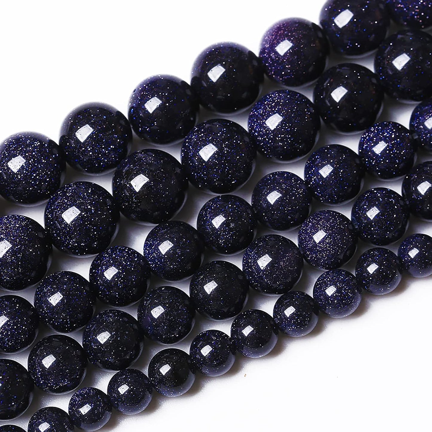 60PCS 6mm Starry Blue Sandstone Gemstone Beads Beads Natural Stone Round Loose Beads for Jewelry Making DIY Bracelet Necklace 15" Inch