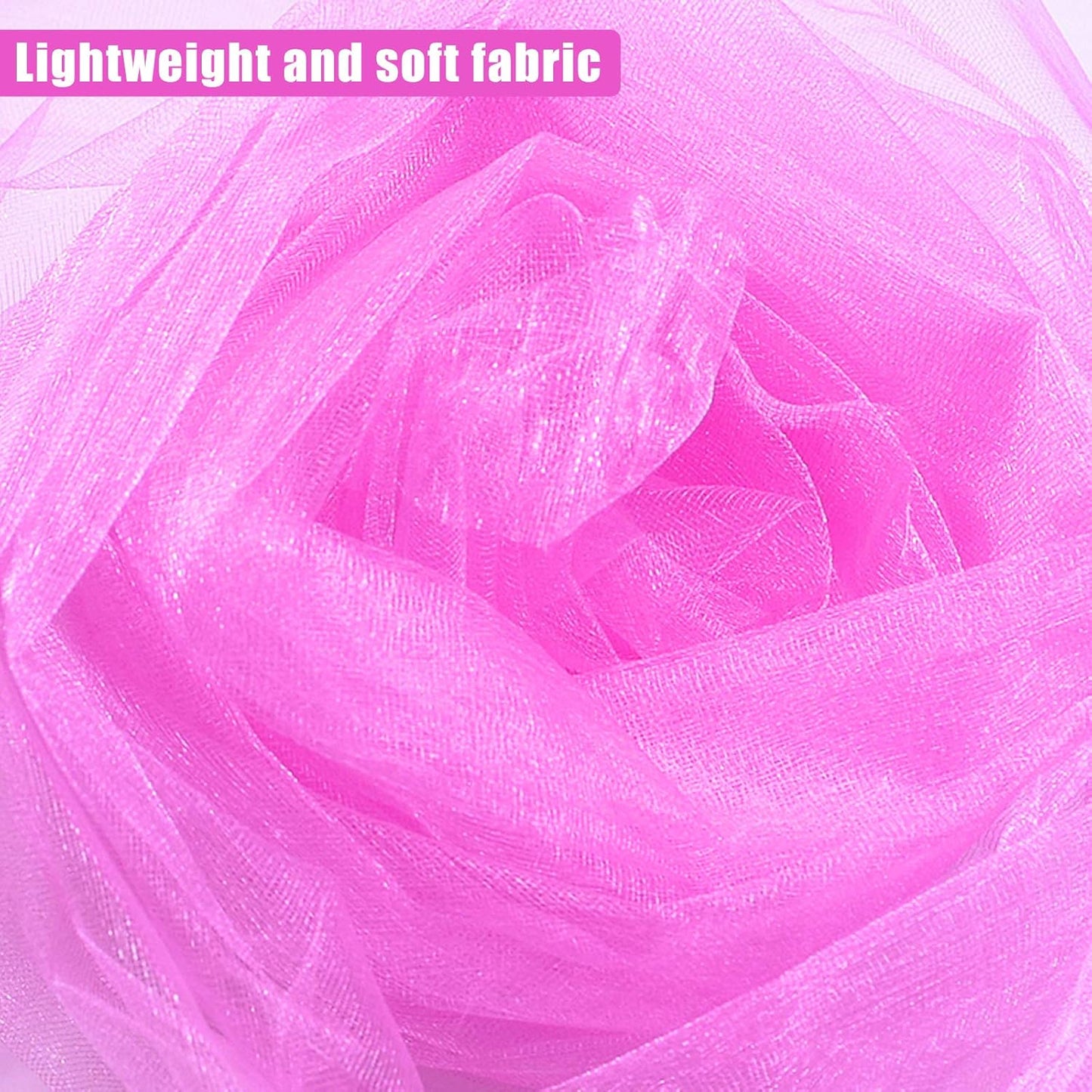 Crystal Organza Tulle Sheer Fabric Backdrop Curtains for Wedding Baby Shower Birthday Party Event Decor, 19” by 30 Yard (Rose)