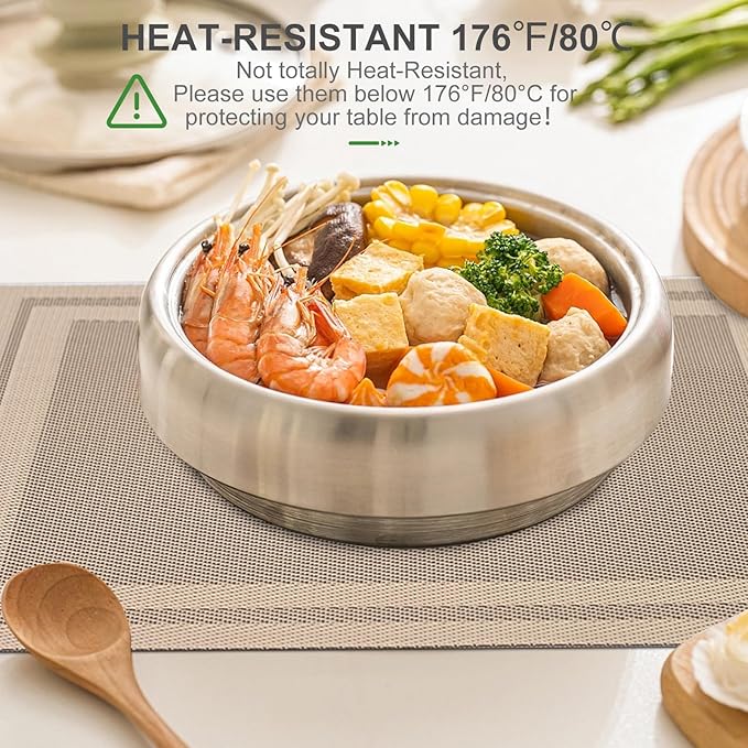 BETEAM Placemats Set of 8, Woven Vinyl Placemat for Dining Table Washable Wipeable Kitchen Place Mats Durable Indoor Outdoor Table Mats