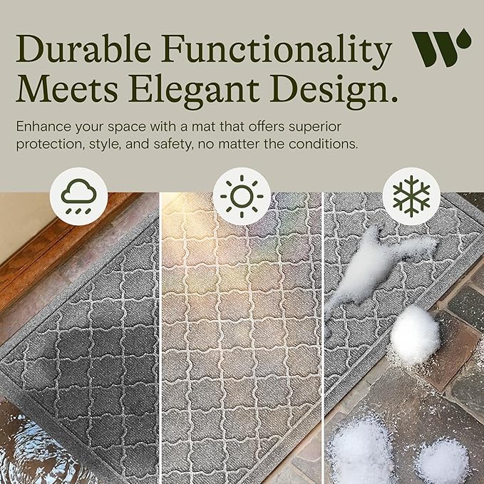 WaterHog Heavy Duty Doorway Mat, 2' x 3', Made in USA, Durable & Skid-Resistant Entryway Mat, Water-Trapping, Indoor/Outdoor Decorative Floor Covering, Cordova Collection, Medium Grey