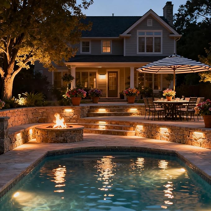 12W Retaining Wall Lights LED Hardscape Lighting Low Voltage Step Lights Warm White Waterproof Outdoor LED Landscape Lighting for Front Door Yard Garage Deck Step with Photocell Sensor 7.8 Inch 8 Pack