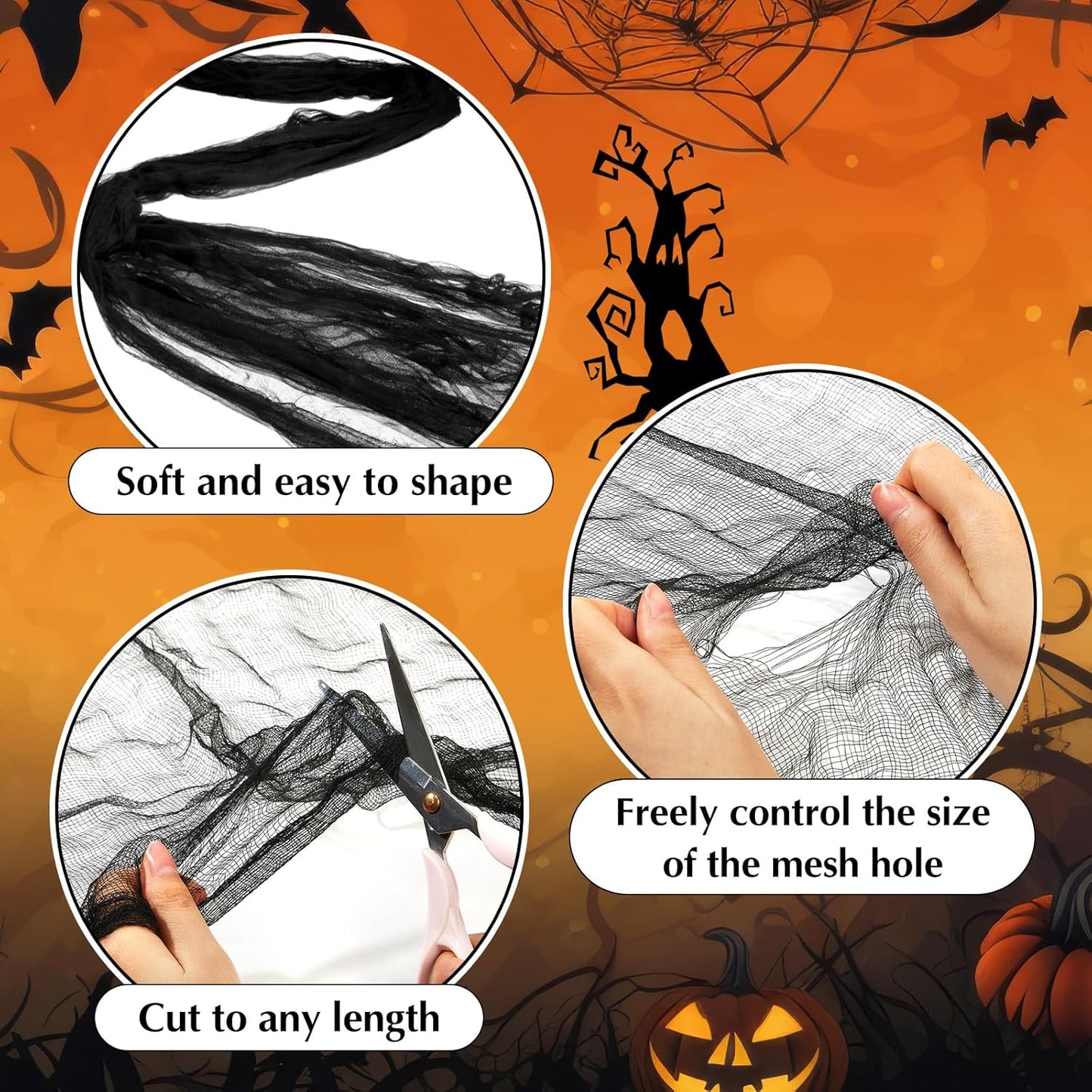 Boao Halloween Cheese cloth 85 x 394 Inch Black Cheesecloth Roll for Crafts Large Cotton Muslin Gauze Fabric for Halloween Outdoor & Indoor Spooky Decoration