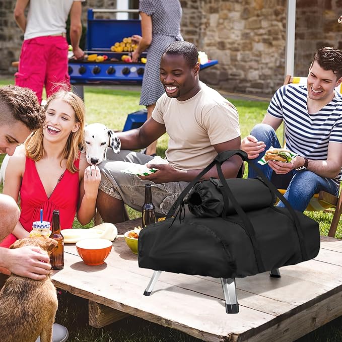 Outdoor Pizza Oven Cover, Waterproof, Fits 12in Rotatable Wood Fired Pizza Oven & Portable Wood Pellet Pizza Ovens for Outside Backyard Camping Picnics (Only Cover)