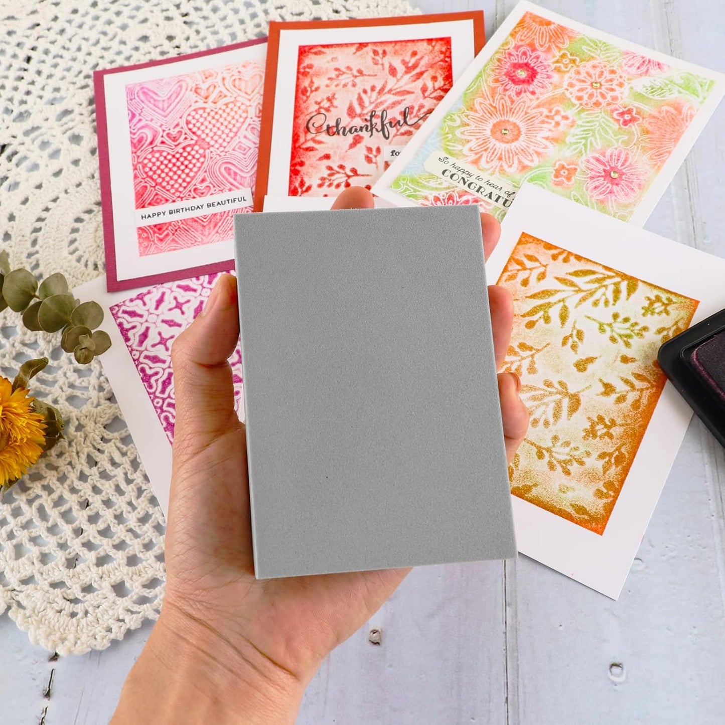 5 Pcs Moldable Foam Block - Grey, Acrylic Stamp Block, Dry Foam Stamp Pad for Sculpture, Modeling, DIY Arts and Handicrafts Projects