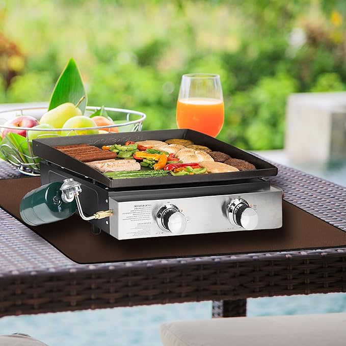 Coffee 25x19.5 Inches Heat Resistant Blackstone Griddle Mat, Air Fryer & Indoor Fireplace Protector (0.04in Thickness)